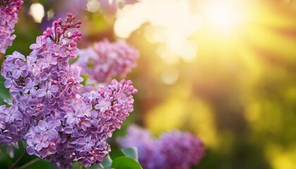 Fototapeta premium branch of lilac flowers on natural summer background
