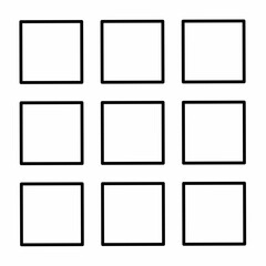 Hand Drawn Square Grid 3x3 Frame