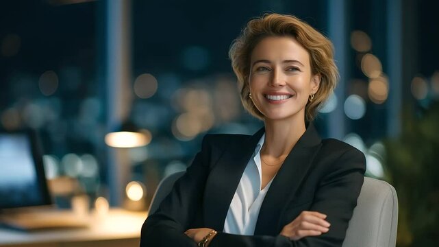 Manager Contemplating Replacement in Office with Skyline View