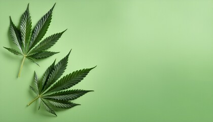 banner with two cannabis leaves on green background