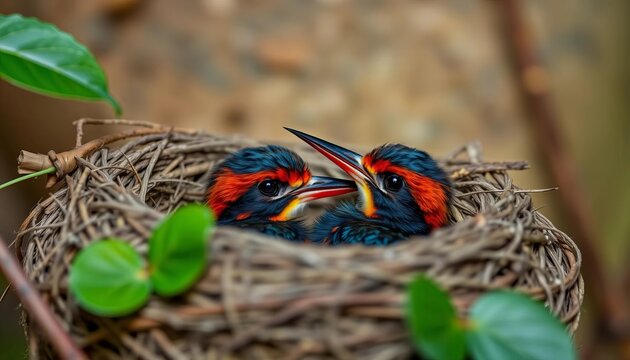 Two Oriental Dwarf Kingfisher chicks in their nest, Chiplun, Maharashtra, India,  wildlife photography,  nature photography