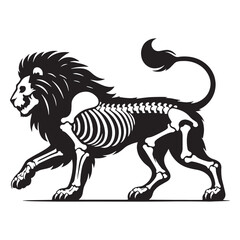 Fototapeta premium Silent bones of the wild – Lion skeleton silhouette with cleanly structured Lion skeleton vector – Lion skeleton illustration