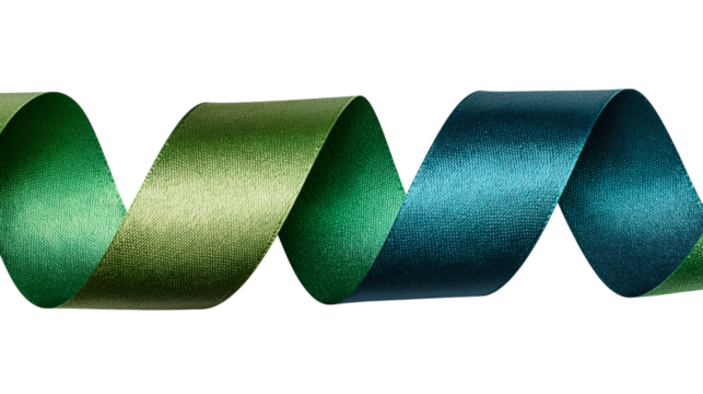 green and blue ribbon isolated on white background