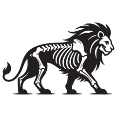 Symbol of strength in skeletal form – Lion skeleton silhouette with minimal Lion skeleton vector – Lion skeleton illustration

