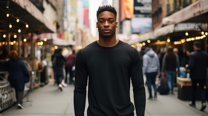 Fototapeta premium syle black long sleeve t shirt