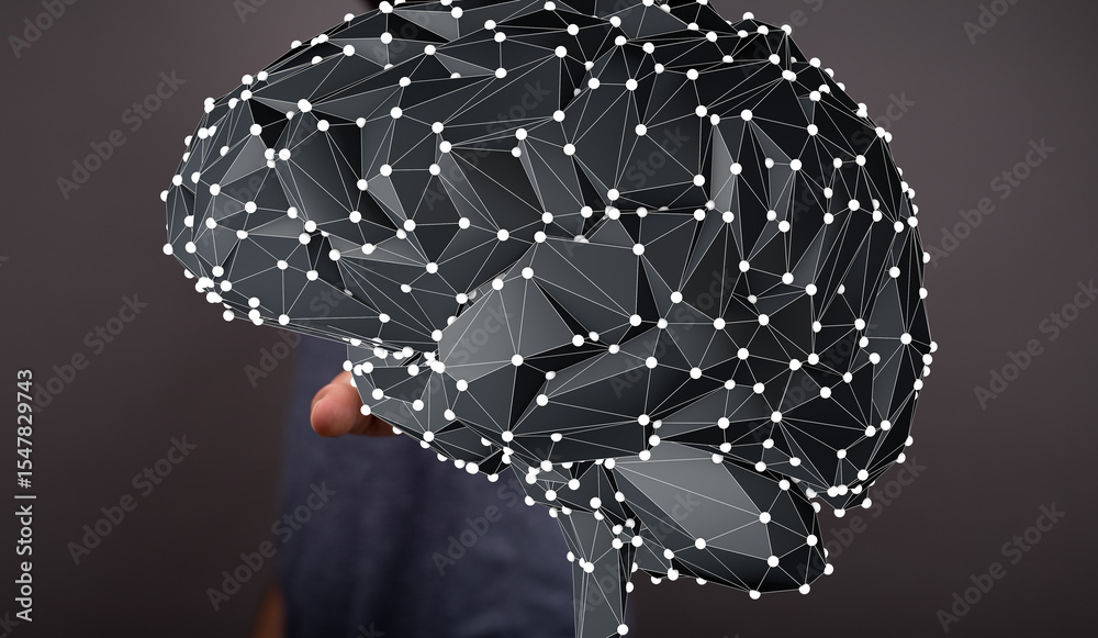 Poster Modern digital brain concept. Ideal for AI, neuroscience, technology, and data visualization projects.