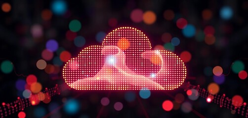Futuristic dotted cloud shape symbolizing digital transformation and cloud computing,  data center,  futuristic
