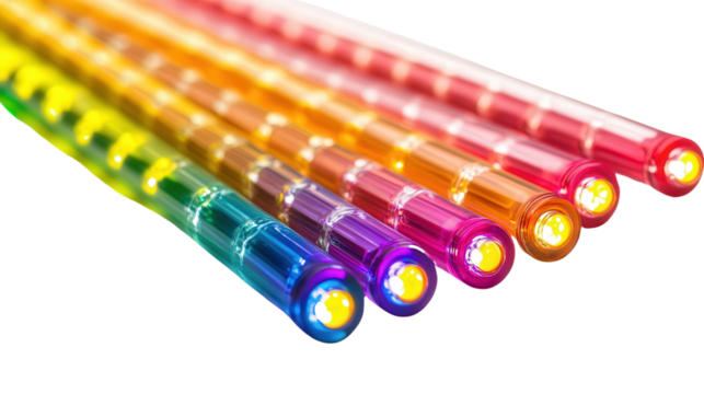 Math counting rods with embedded LEDs, Transparent background, PNG file