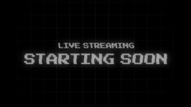 Animated Live Streaming Starting Soon Screen, Retro Pixel Art CRT Style Stream Intro - Powered by Adobe
