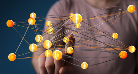 Abstract image depicting a complex network, illustrating connectivity, data exchange, and global...
