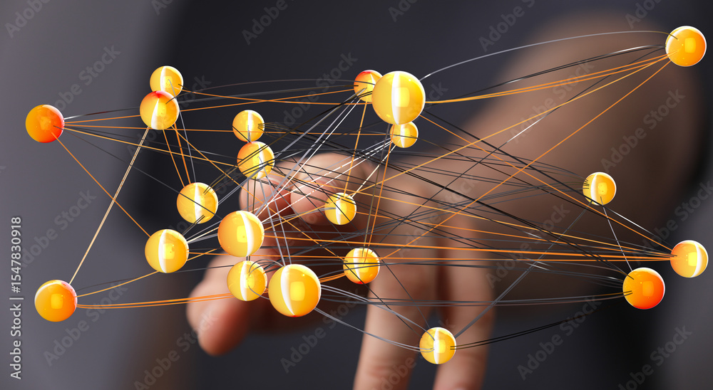 Poster Abstract image of a digital network, representing global connections and data flow.