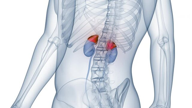 Human Body Glands Adrenal Gland Anatomy Animation Concept