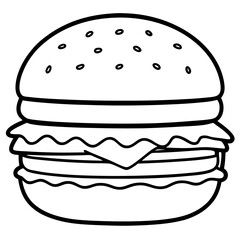 big burger line art vector