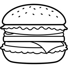 big burger line art vector