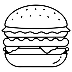 big burger line art vector