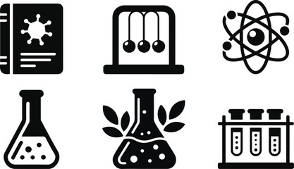 Science and Laboratory Icons Set - Education and Research vector illustration.