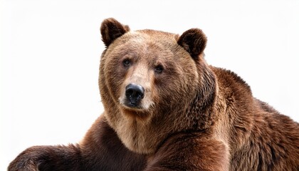 Obraz premium majestic brown bear sitting on white background
