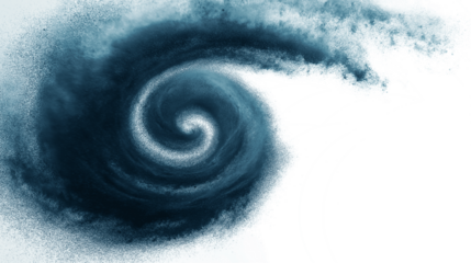 swirling vortex of smoke isolated on white background