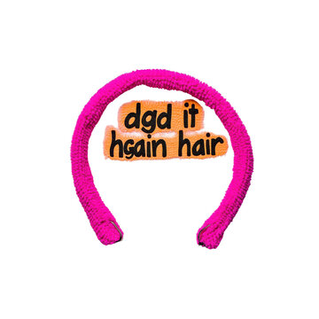 Pink Fuzzy Headband with "dgd it hgain hair" Patch - Fun Hair Accessory