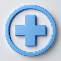 Fototapeta premium A blue plus sign inside a blue circle isolated on white background