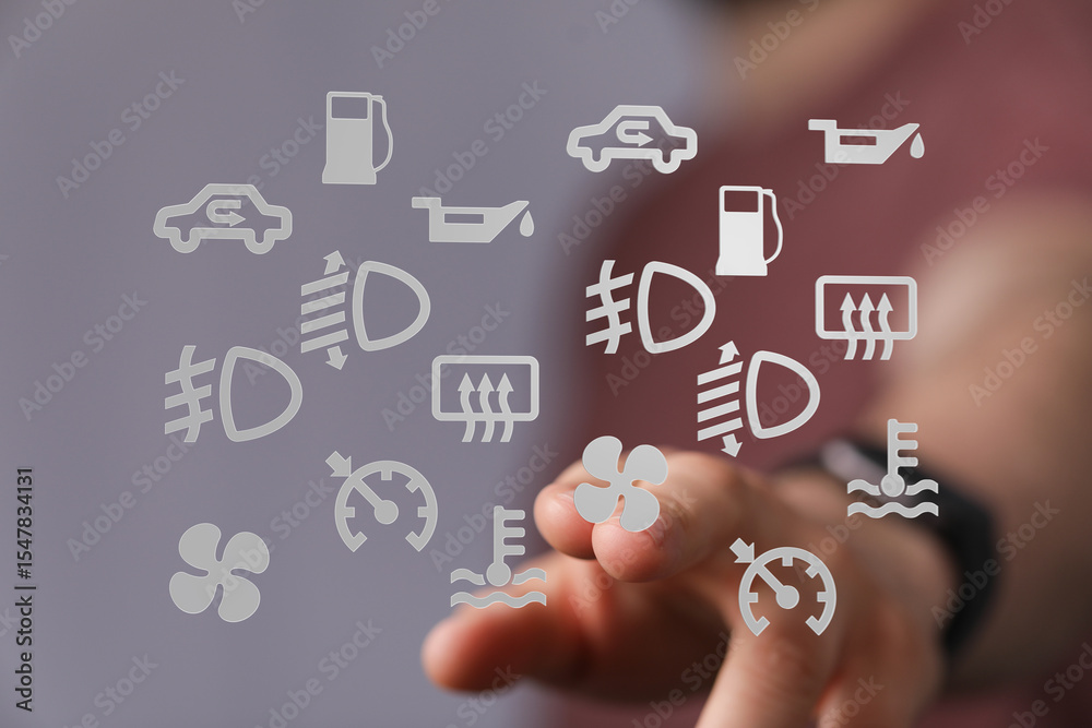 Poster Learn to interpret your car's dashboard warning lights and symbols for safe driving.