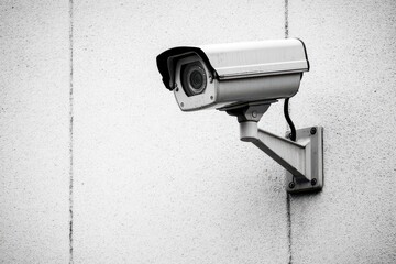 Modern Surveillance Camera Mounted on Concrete Wall for Security Monitoring