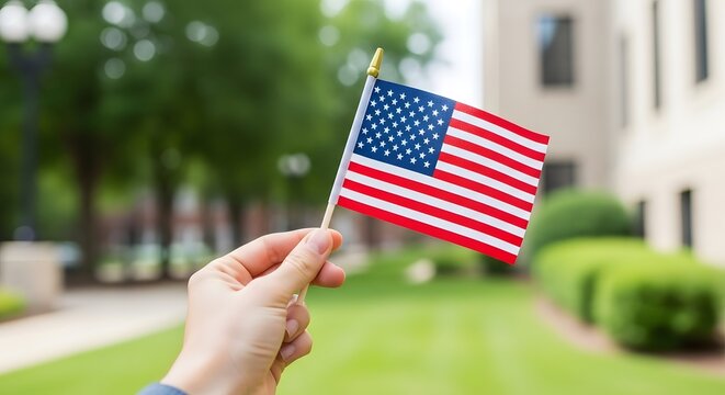 Close-Up of Hand Holding American Flag on the 4th of July