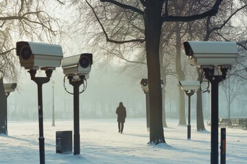 Security Surveillance in Winter Park with CCTV Cameras and Fog