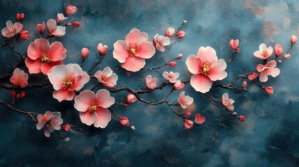 Soft pink and white plum blossoms rendered in ink painting style, an elegant Chinese style ink painting floral pattern suitable for wallpaper, textiles and home decor.