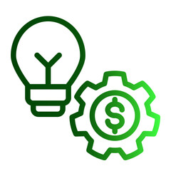 Creative Solution Icon Outline Gradient Style for Idea Implementation.