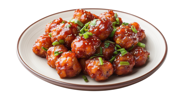 Gobi appetizer manchurian on plate isolated on a white background
