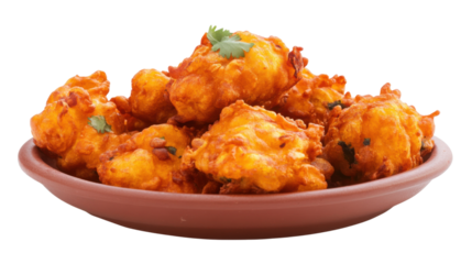 Favorite street india snack. Pakora isolated on a white background