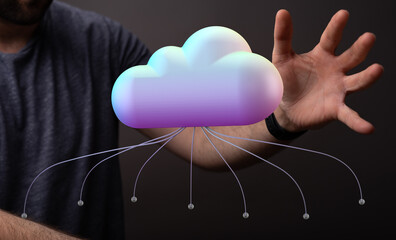 Cloud computing, network connection, data storage, digital technology, internet,  businessman,...