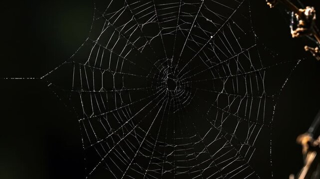 Intricate spiderweb design against dark background