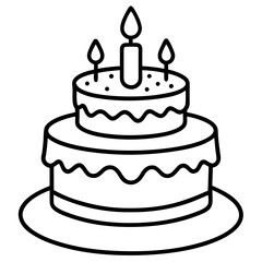 Birthday Cake line art vector