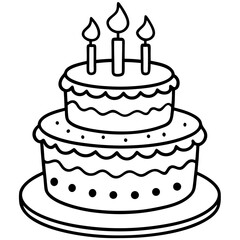 Birthday Cake line art vector