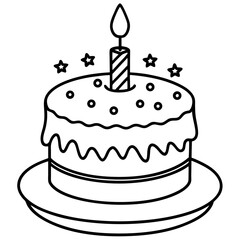 Birthday Cake line art vector