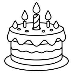 Birthday Cake line art vector