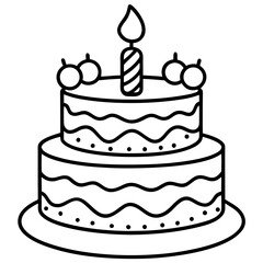 Birthday Cake line art vector