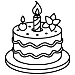 Birthday Cake line art vector
