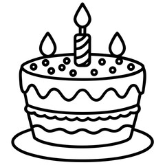 Birthday Cake line art vector