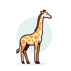Colorful Vector Illustration of a Standing Giraffe