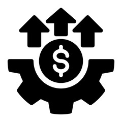 Business Growth Gear Icon Solid Style for Fundraising and Expansion.