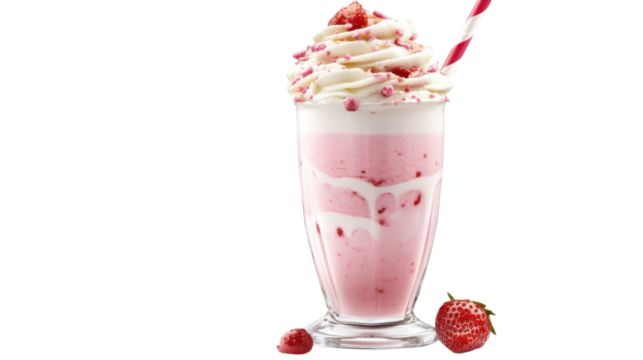 Strawberry milkshake isolated on white background transparent