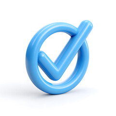 3d Blue check mark icon confirmation symbol isolated on white background 