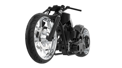 Generic black custom motorcycle chopper isolated on transparent background png