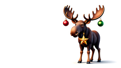 Festive Moose with Christmas Ornaments: A Whimsical Holiday Illustration