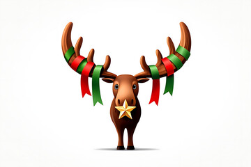 Festive Moose with Christmas Ornaments: A Whimsical Holiday Illustration