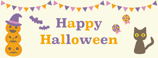 Fototapeta premium ハロウィンの可愛いイベントのイラストバナー