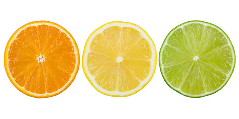 Fototapeta premium Orange lemon lime citrus fruit slices background